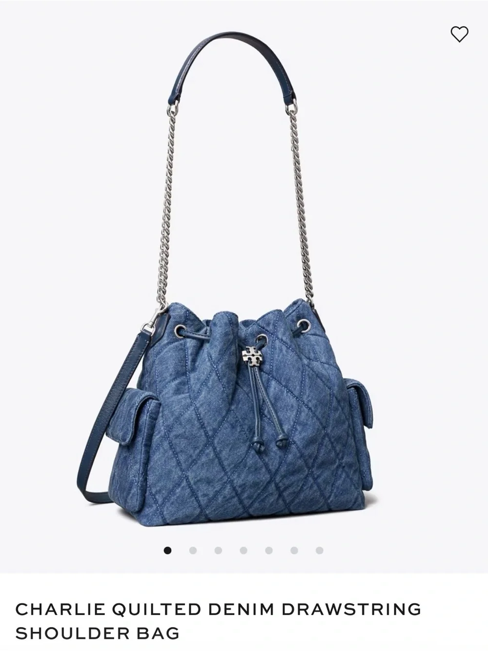 Tory Burch Charlie Drawstring Bag denim